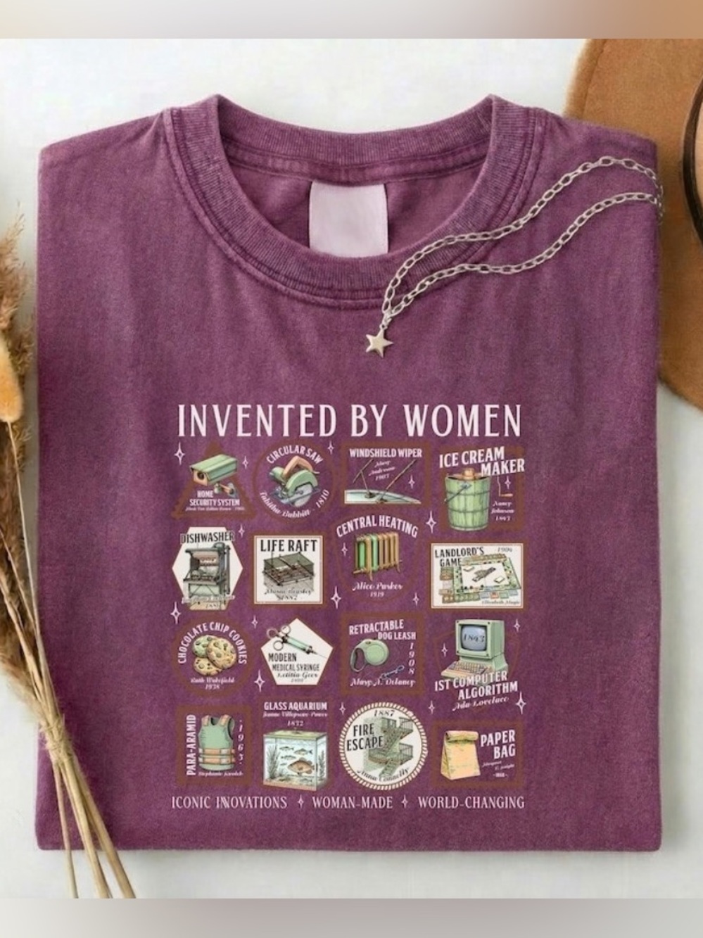 Comfort Colors Invented By Women Graphic Tee Girl Scientists T-shirt